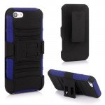 Wholesale iPhone 5 Silicon+PC Dual Hybrid Case with Stand and Holster Clip (Black-Blue)